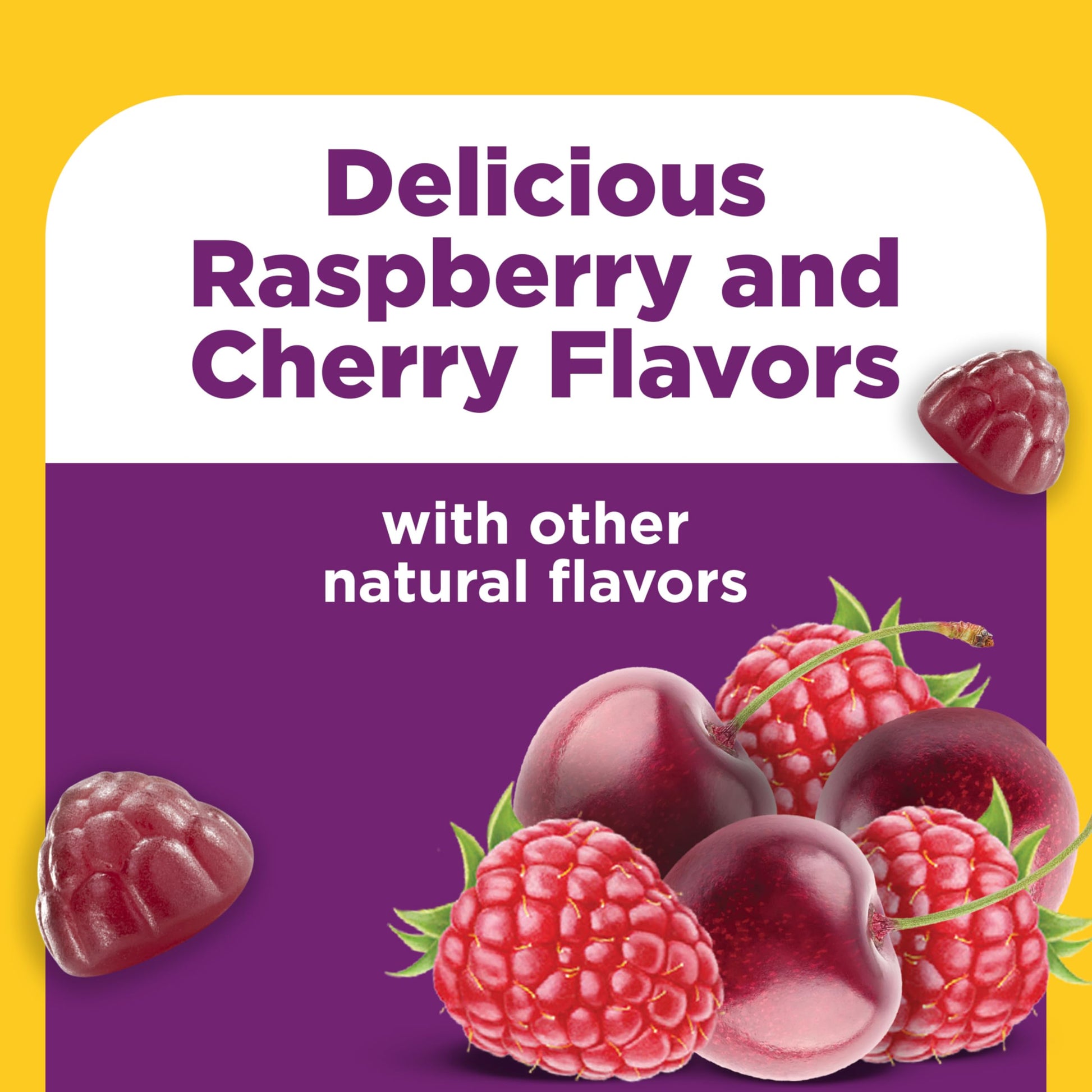 Shelf stable adult probiotic gummies by Nature Made with natural ingredients close up.