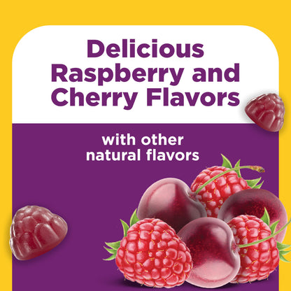 Shelf stable adult probiotic gummies by Nature Made with natural ingredients close up.