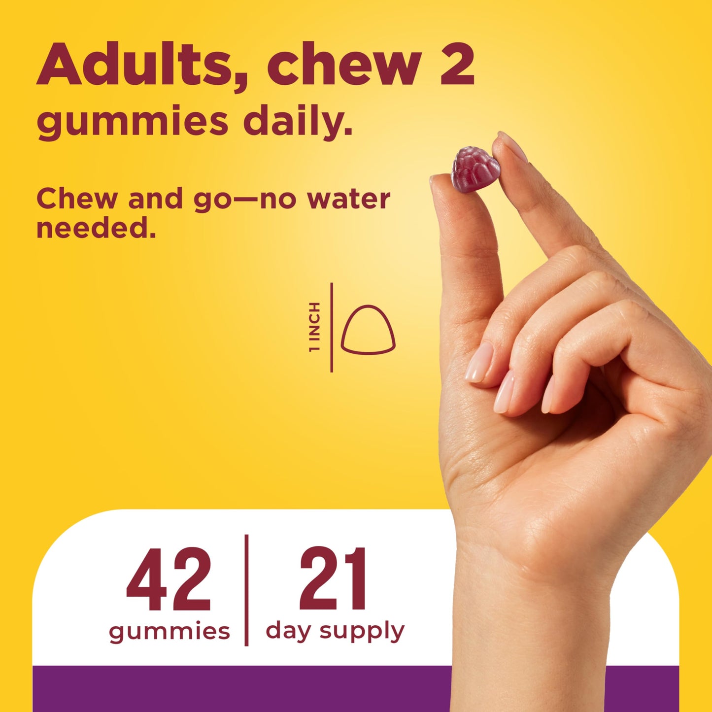 Nature Made digestive supplement 42 count bottle isolated on a clean white setup.