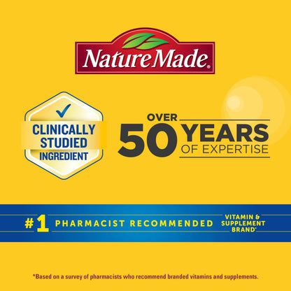 Nature Made daily digestive health chewable gummies clear bottle showing colorful product pieces.