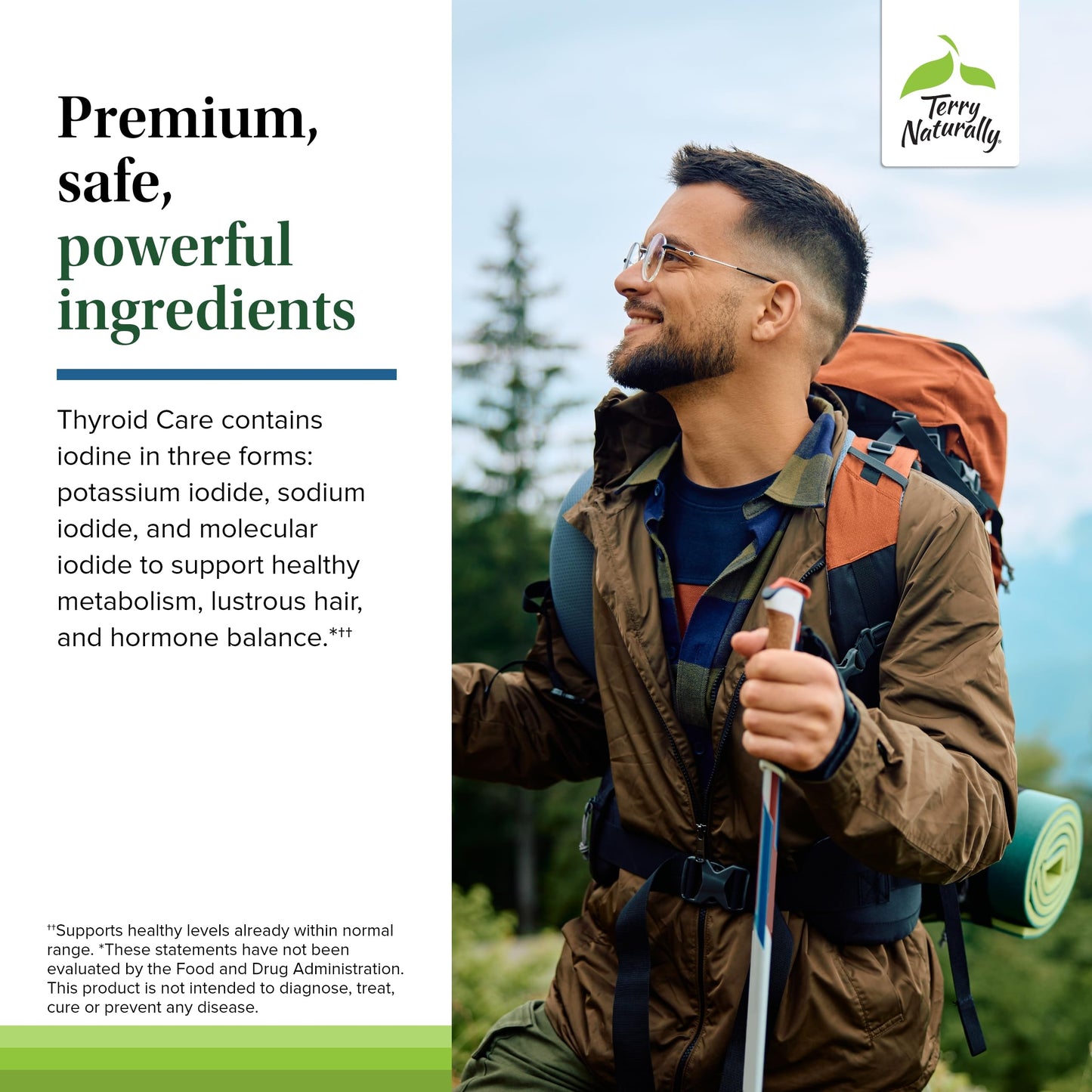 Gluten free and non GMO Terry Naturally Thyroid Care packaging details
