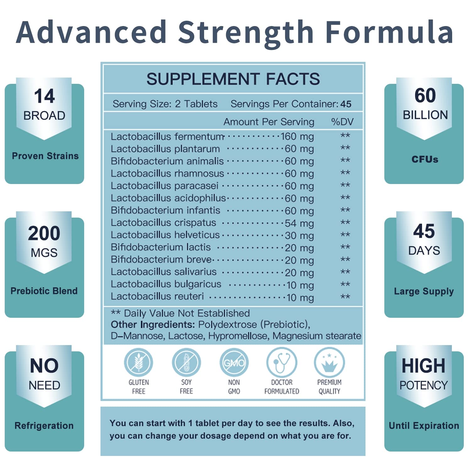 Nature Target men health probiotic bottle showcasing sixty billion CFUs and fourteen strains