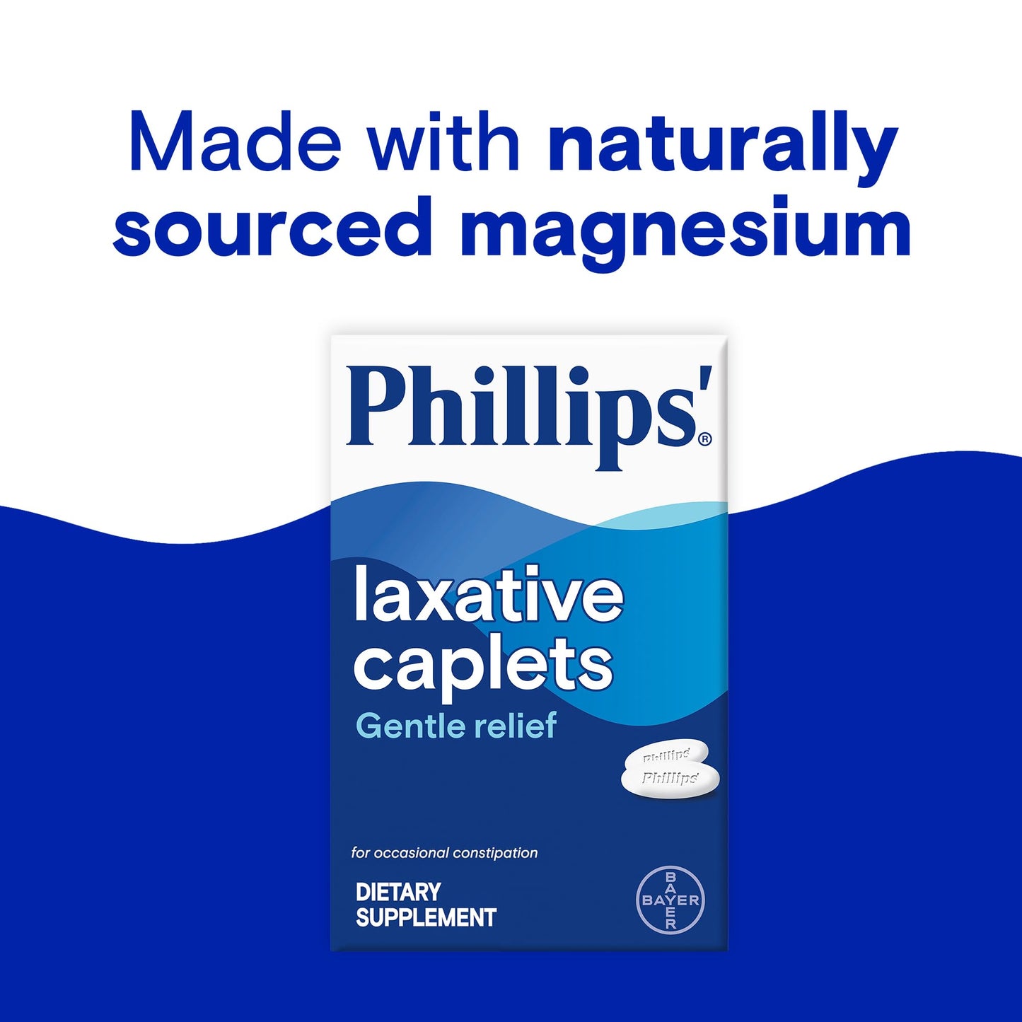 Phillips' Laxative naturally sourced magnesium label detail