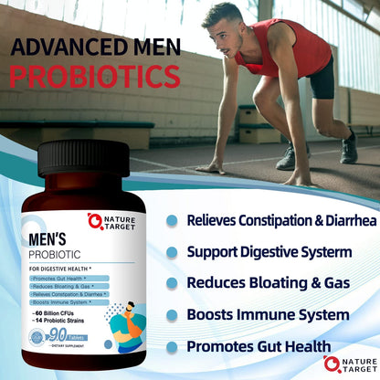 Nature Target ninety count digestive supplement bottle packaging for active men