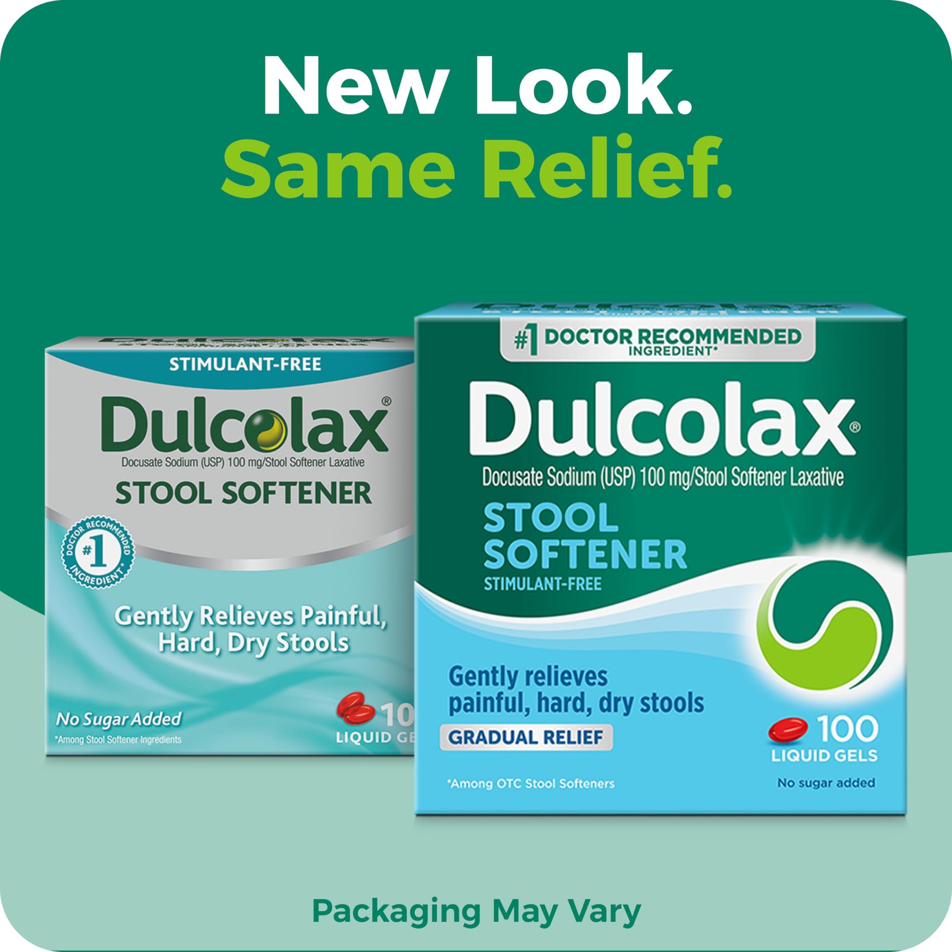 Box of 100 count Dulcolax stool softener capsules