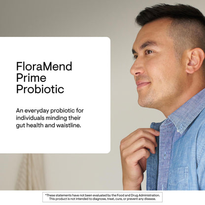 Thorne FloraMend Prime Probiotic capsule view illustrating the small vegetarian capsule size.