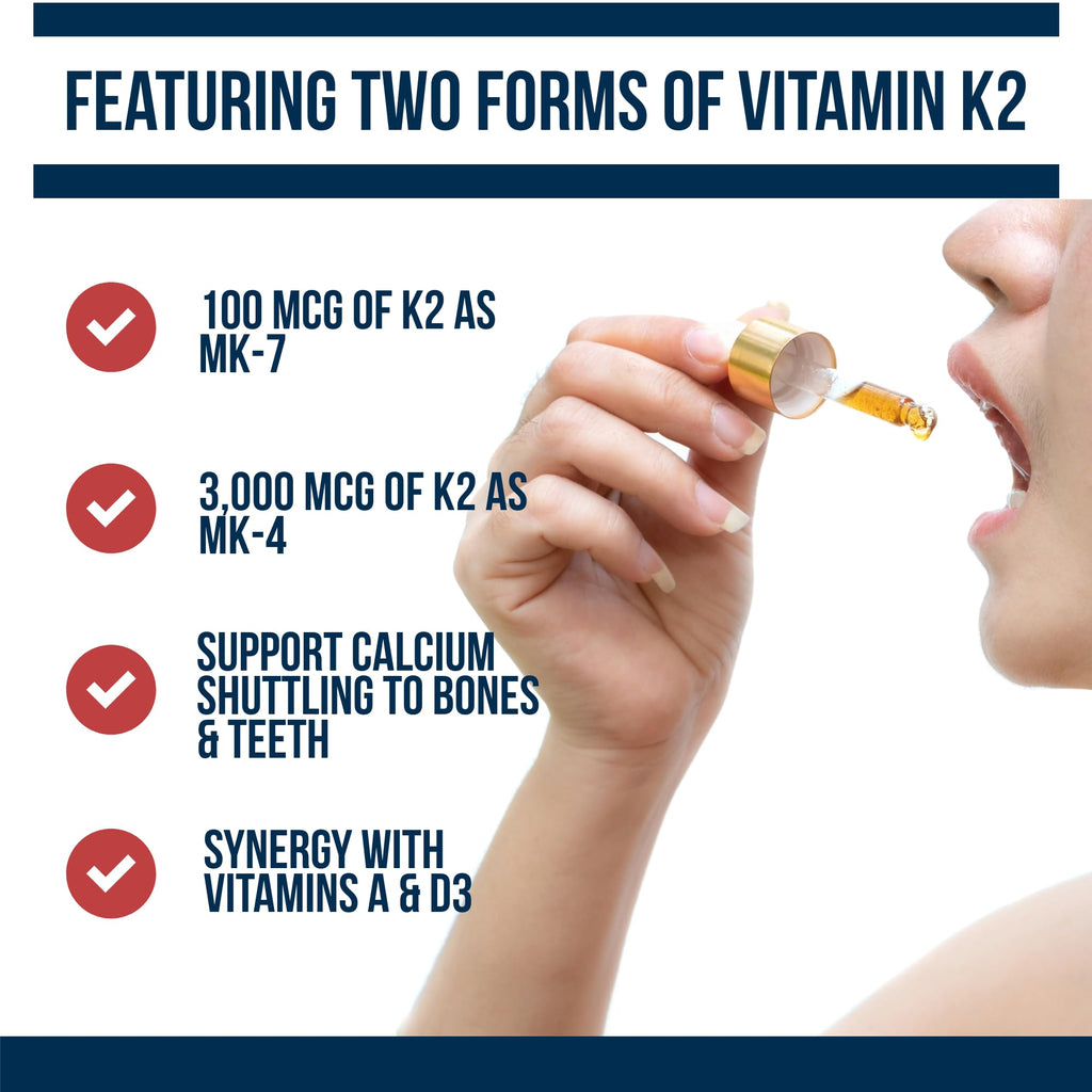 Liquid vitamin A D3 K2 thyroid support formula ingredients label.