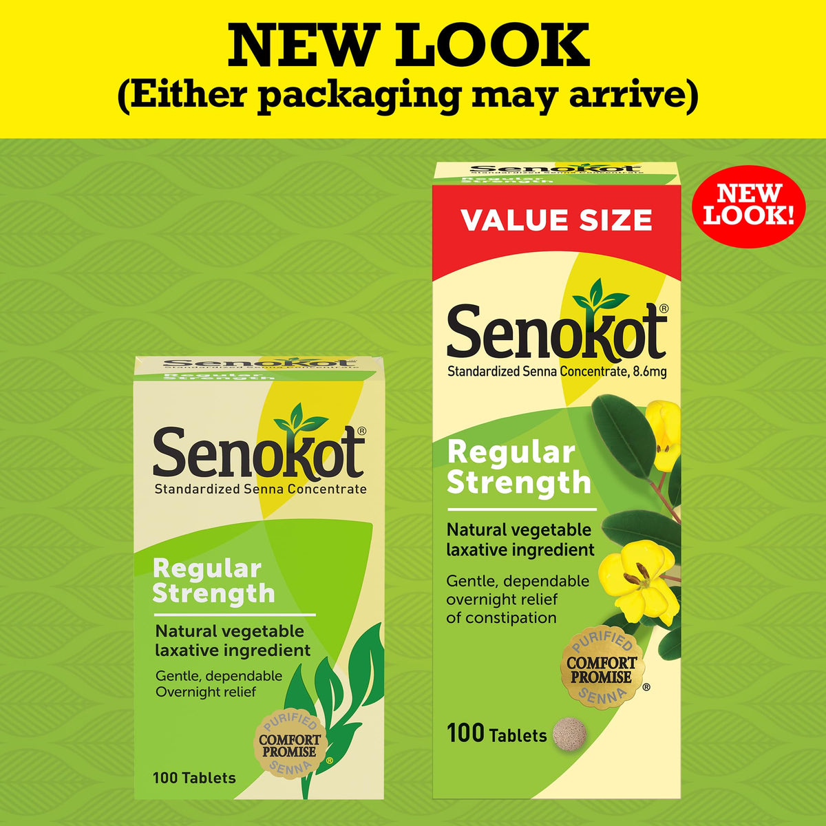 Senokot natural vegetable laxative tablets packaging details