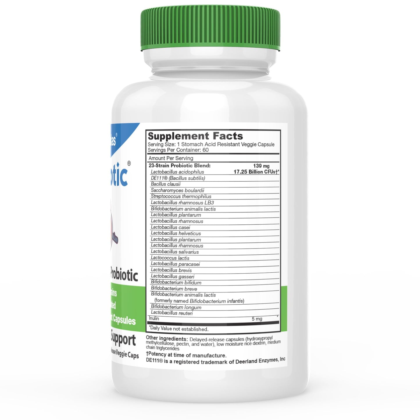 DrFormulas Nexabiotic Multi Probiotic supplement showing product facts and 23 strain formulation details