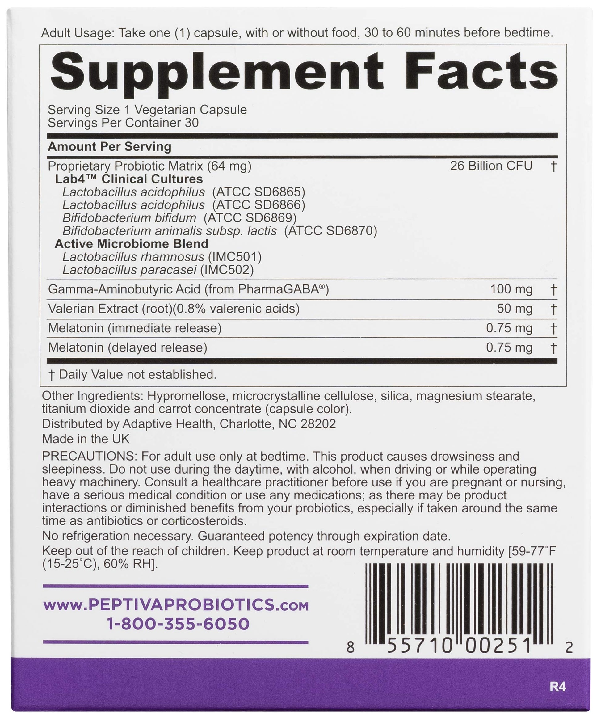 Authentic Peptiva USA imported probiotic and sleep supplement packaging illustrating its dual-action benefits