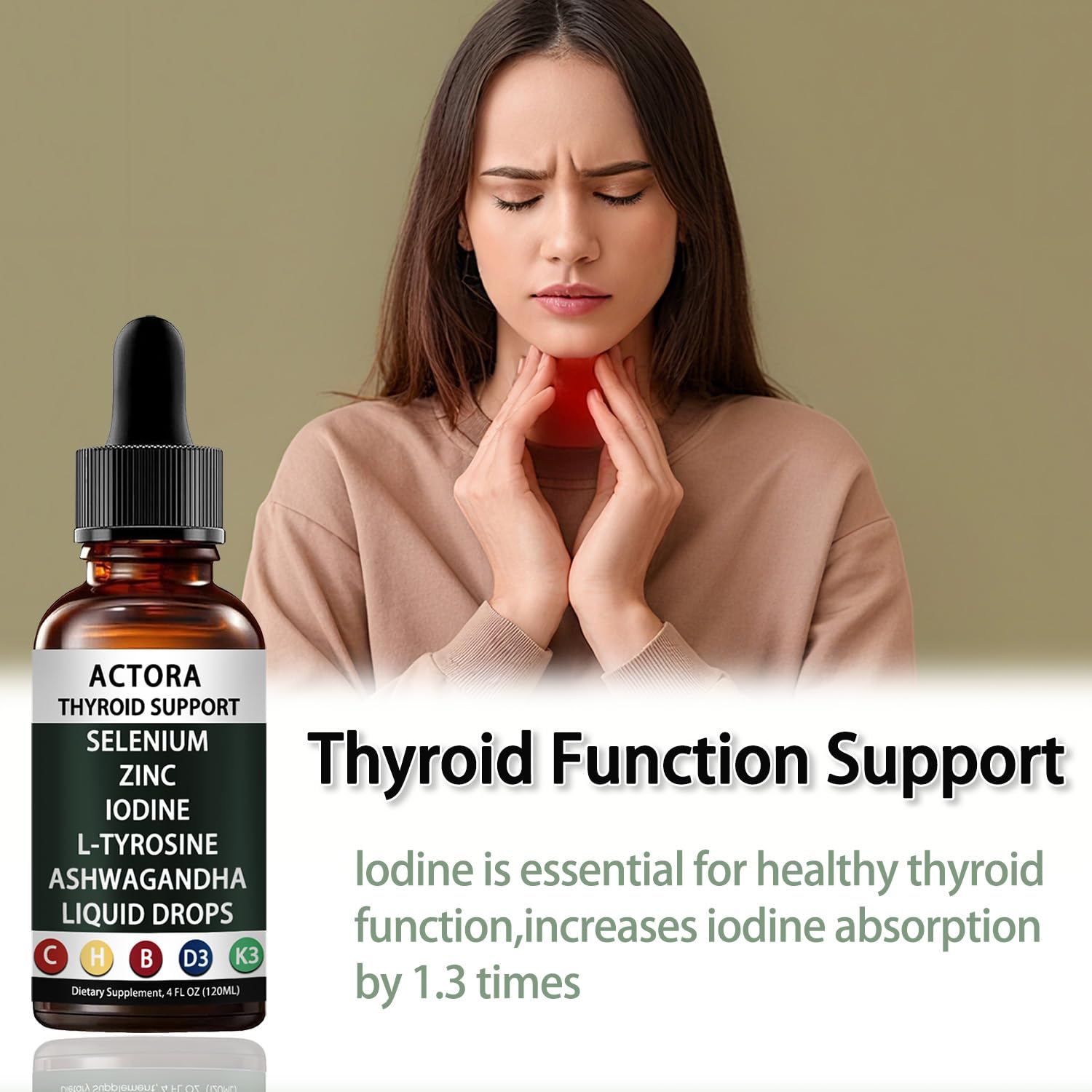 Authentic liquid thyroid formula being measured into a glass of water for daily intake.