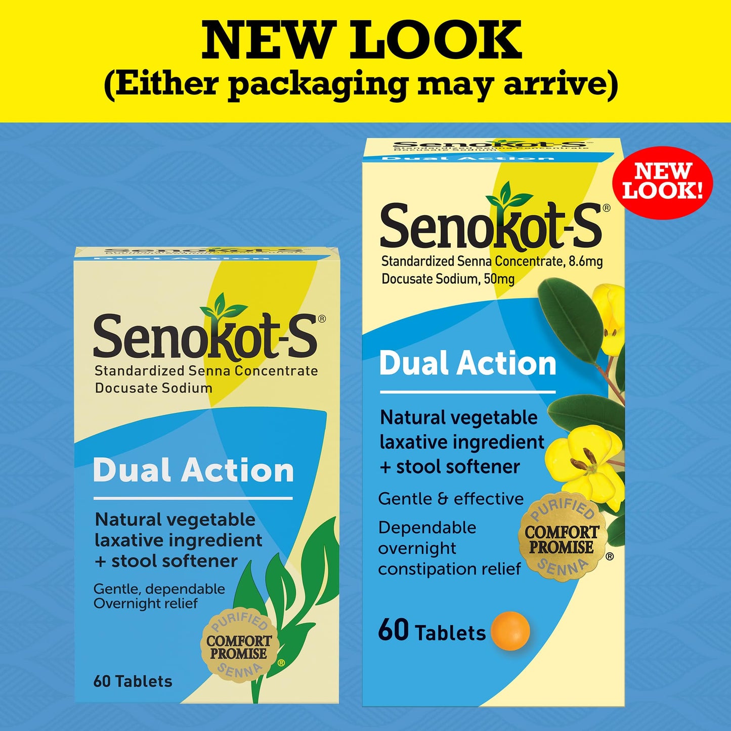 Senokot-S natural vegetable laxative and stool softener packaging
