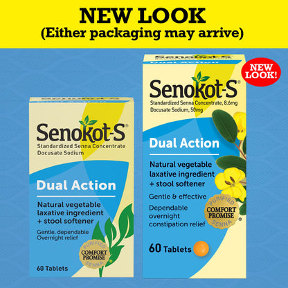 Senokot-S natural vegetable laxative and stool softener packaging