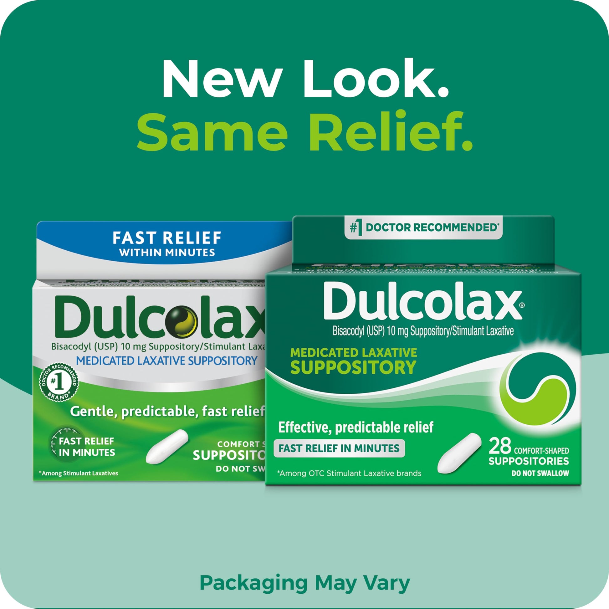 Dulcolax 10mg bisacodyl suppository box showing 28 count