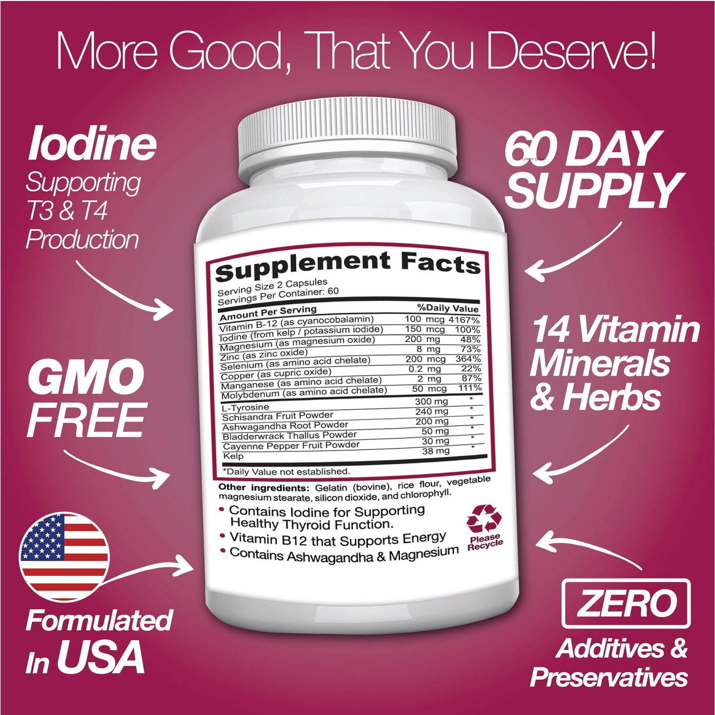 Supplement facts and dosage instructions for Saint Mingiano 120 capsules metabolism booster.