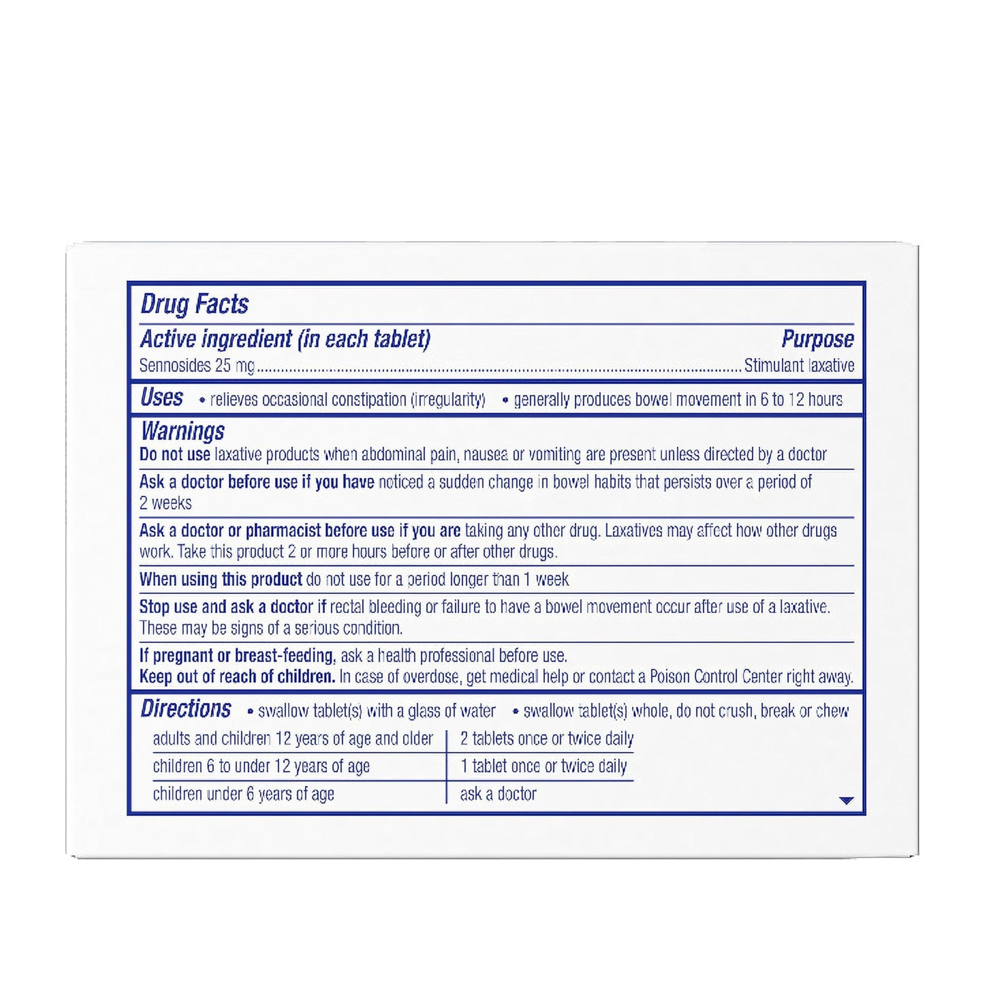 Detailed label information on Ex-Lax Maximum Strength box