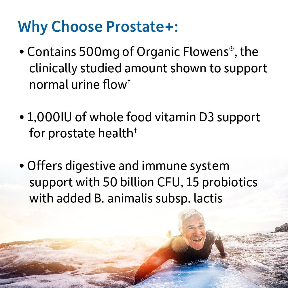 Close up of the organic Flowens cranberry ingredient callout on the Garden of Life Prostate Plus packaging.