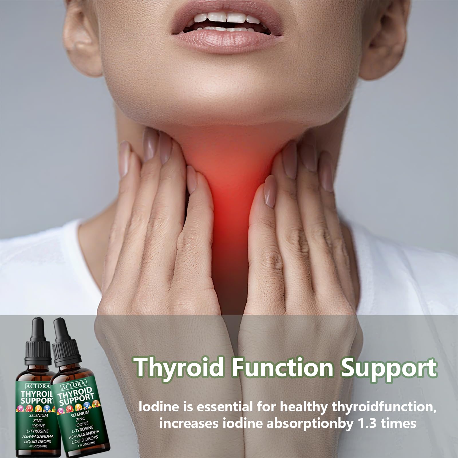 Savari Actora thyroid wellness drops with L-Tyrosine and vitamins.