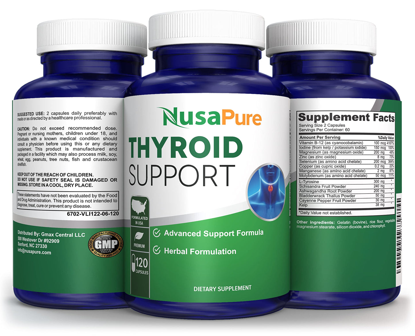 NusaPure non GMO dietary supplement label showing 14 herbal extracts