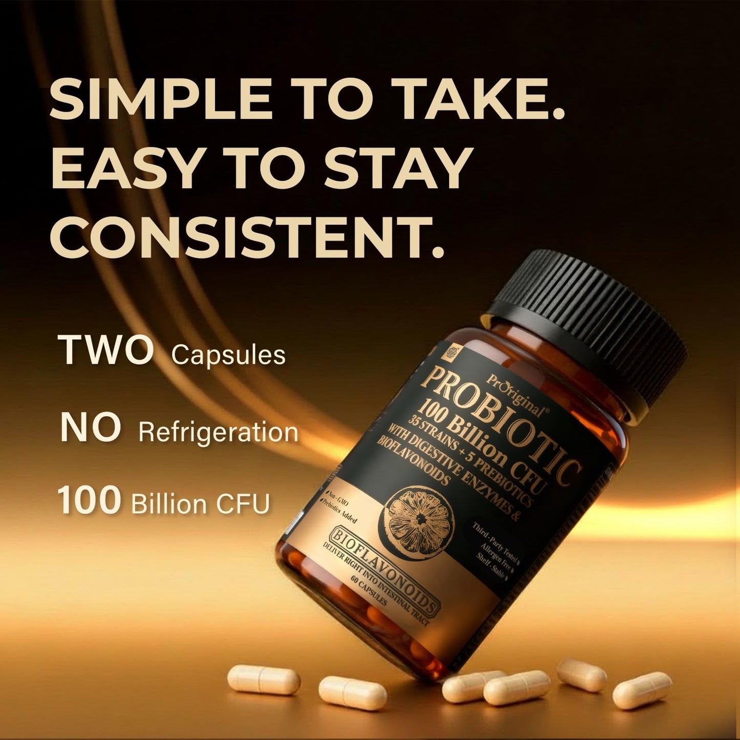 Proriginal digestive enzymes and prebiotics formula packaging demonstrating comprehensive gut support details
