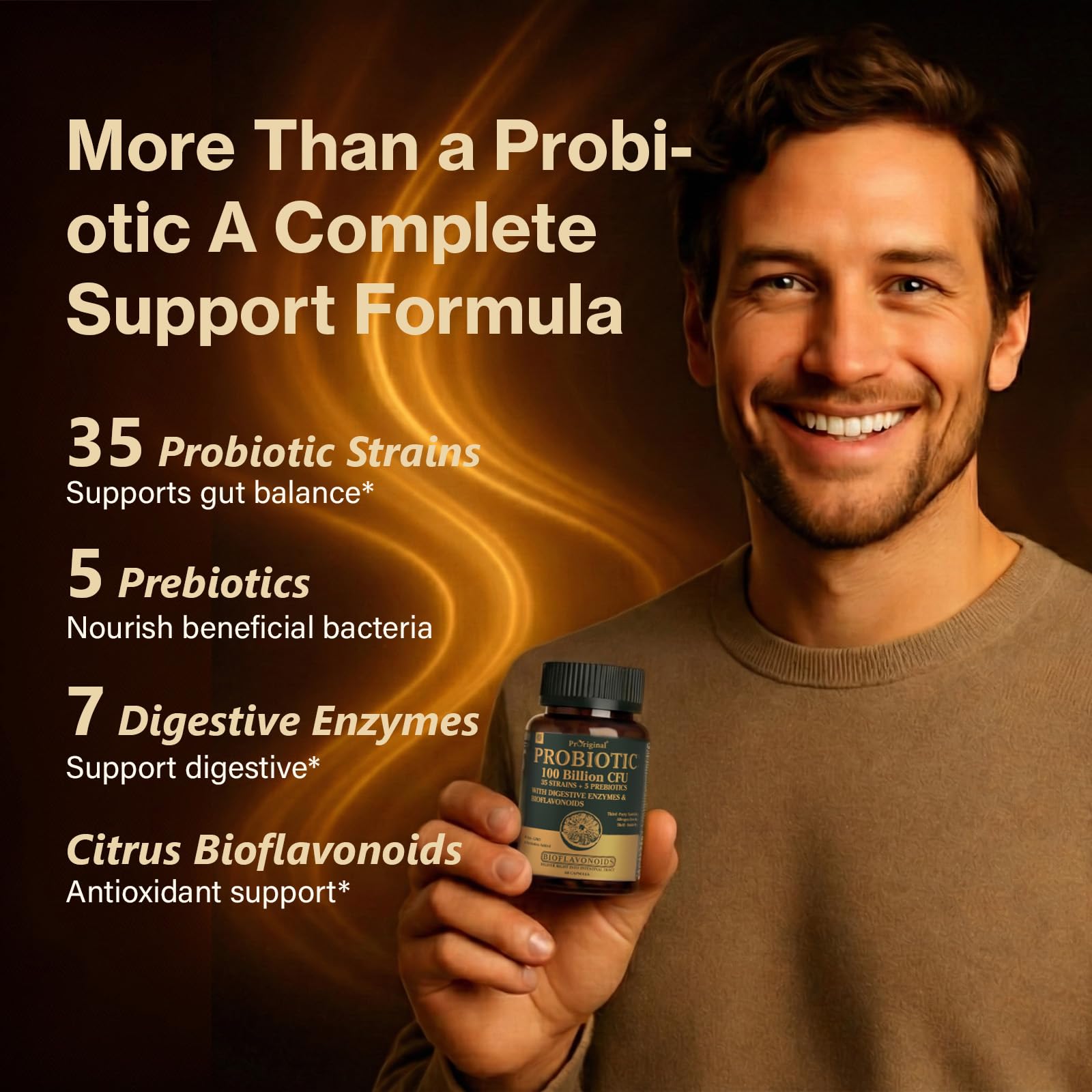 Proriginal 35 strains probiotic 100 billion CFU product seal and manufacturing details view