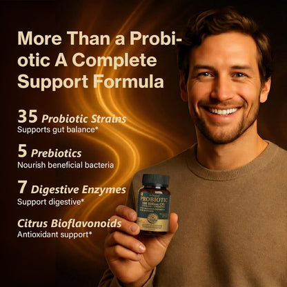 Proriginal 35 strains probiotic 100 billion CFU product seal and manufacturing details view