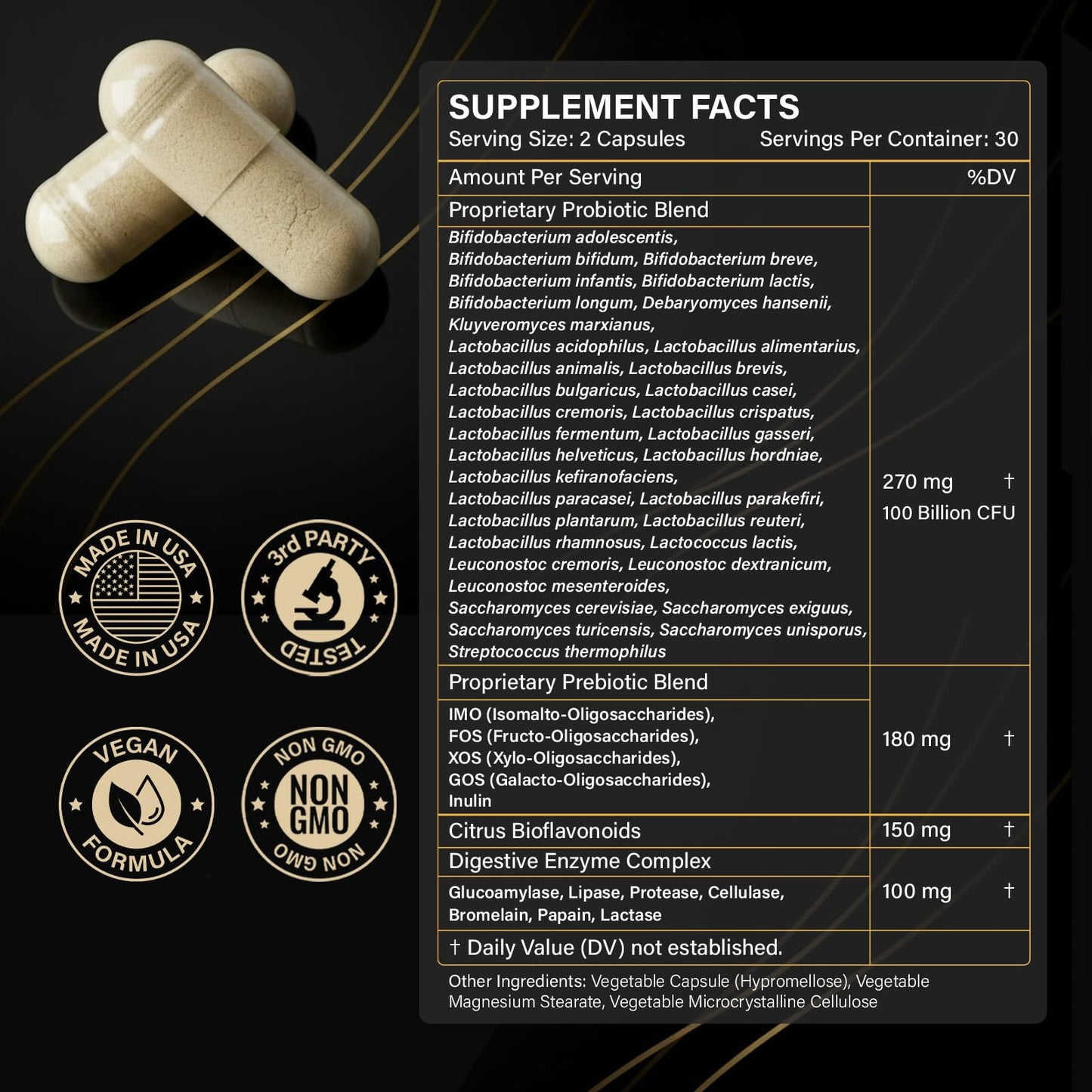 Proriginal probiotics with prebiotics bottle showing easy to follow usage instructions and directions