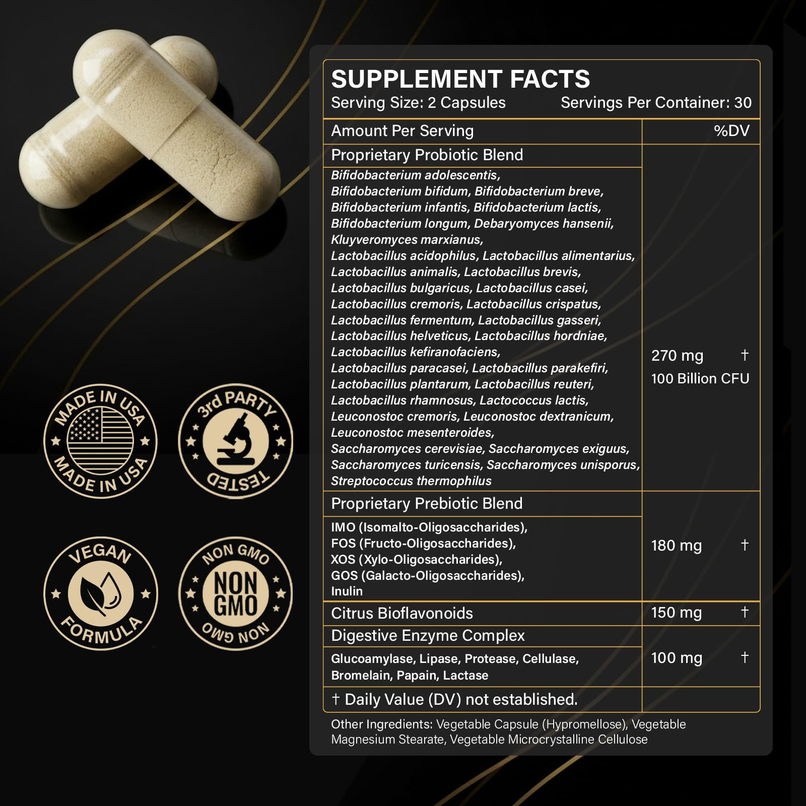 Proriginal probiotics with prebiotics bottle showing easy to follow usage instructions and directions