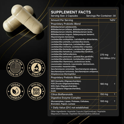 Proriginal probiotics with prebiotics bottle showing easy to follow usage instructions and directions