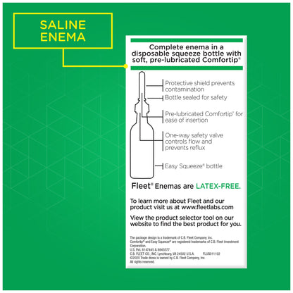 Side view of Fleet Saline Enema box showing ingredients
