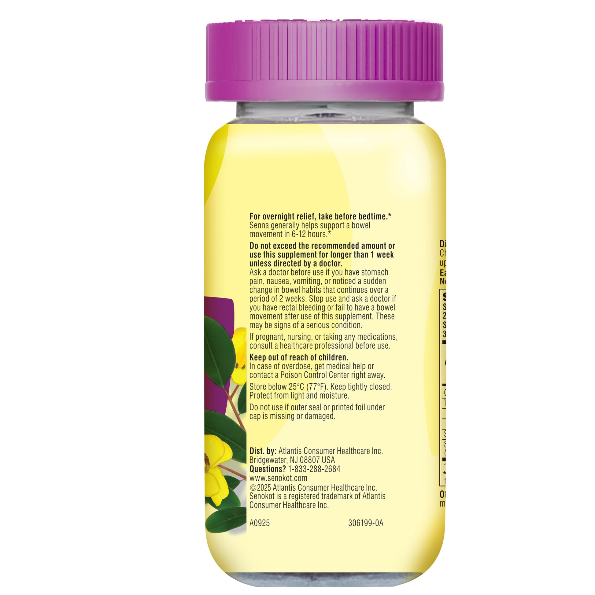 Senokot constipation relief gummies 60 count bottle