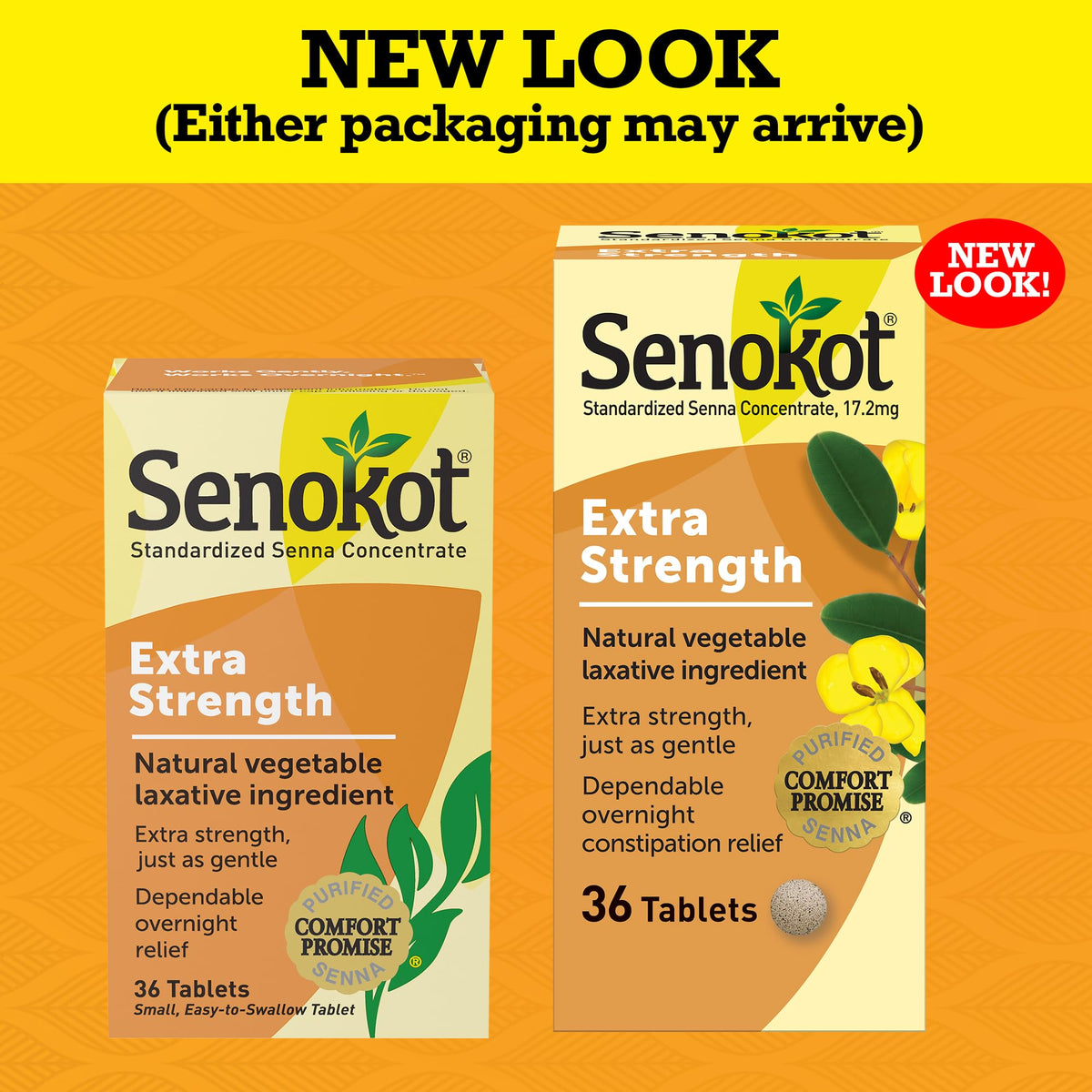 Senokot Extra Strength box showing 36 count and active ingredient