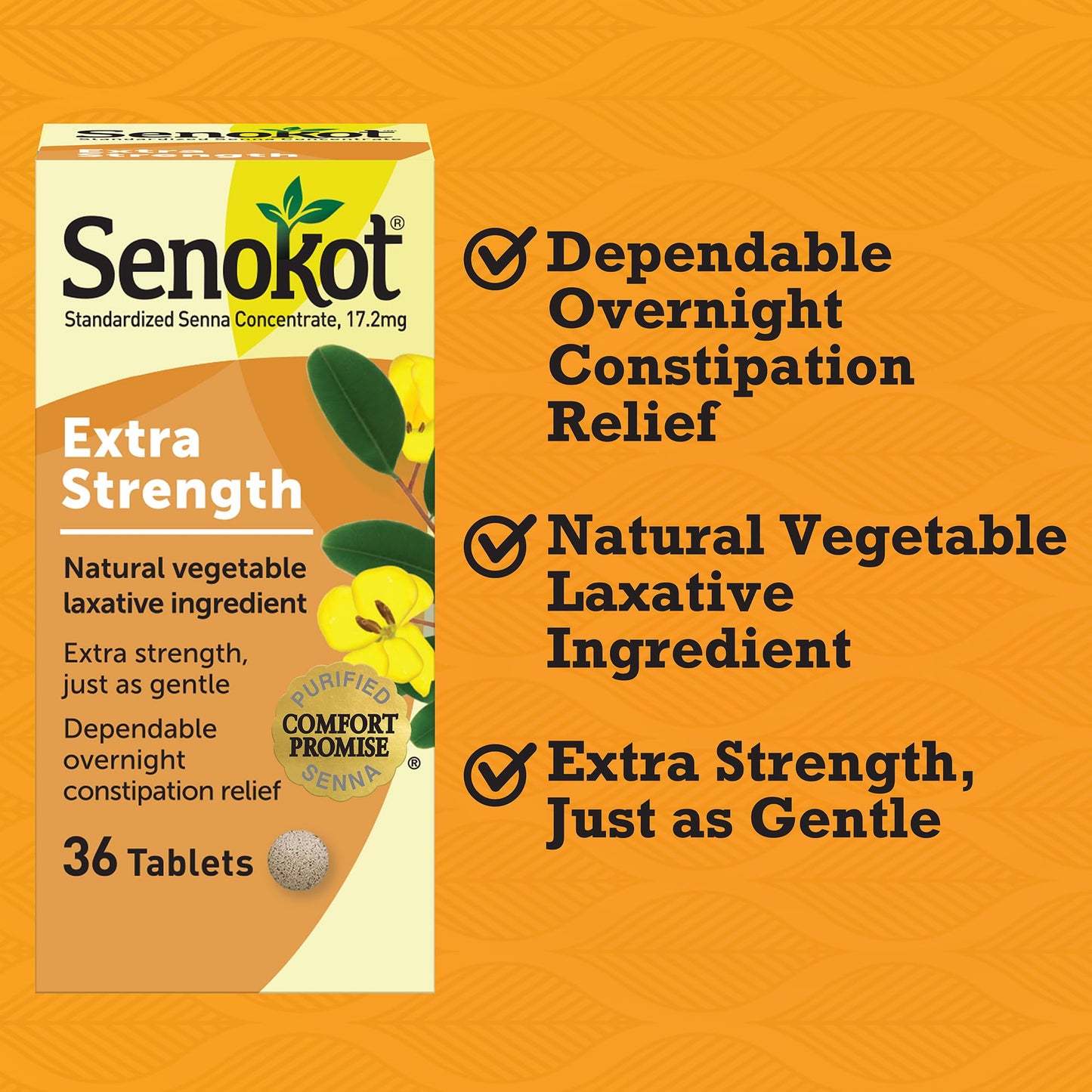 Back of Senokot Extra Strength box with Drug Facts label
