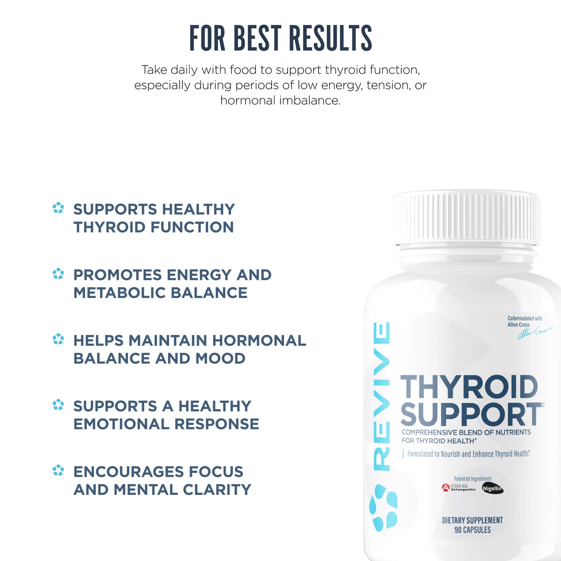 Close up of the premium vegetarian capsules from Revive MD designed for stress relief and cortisol level support.
