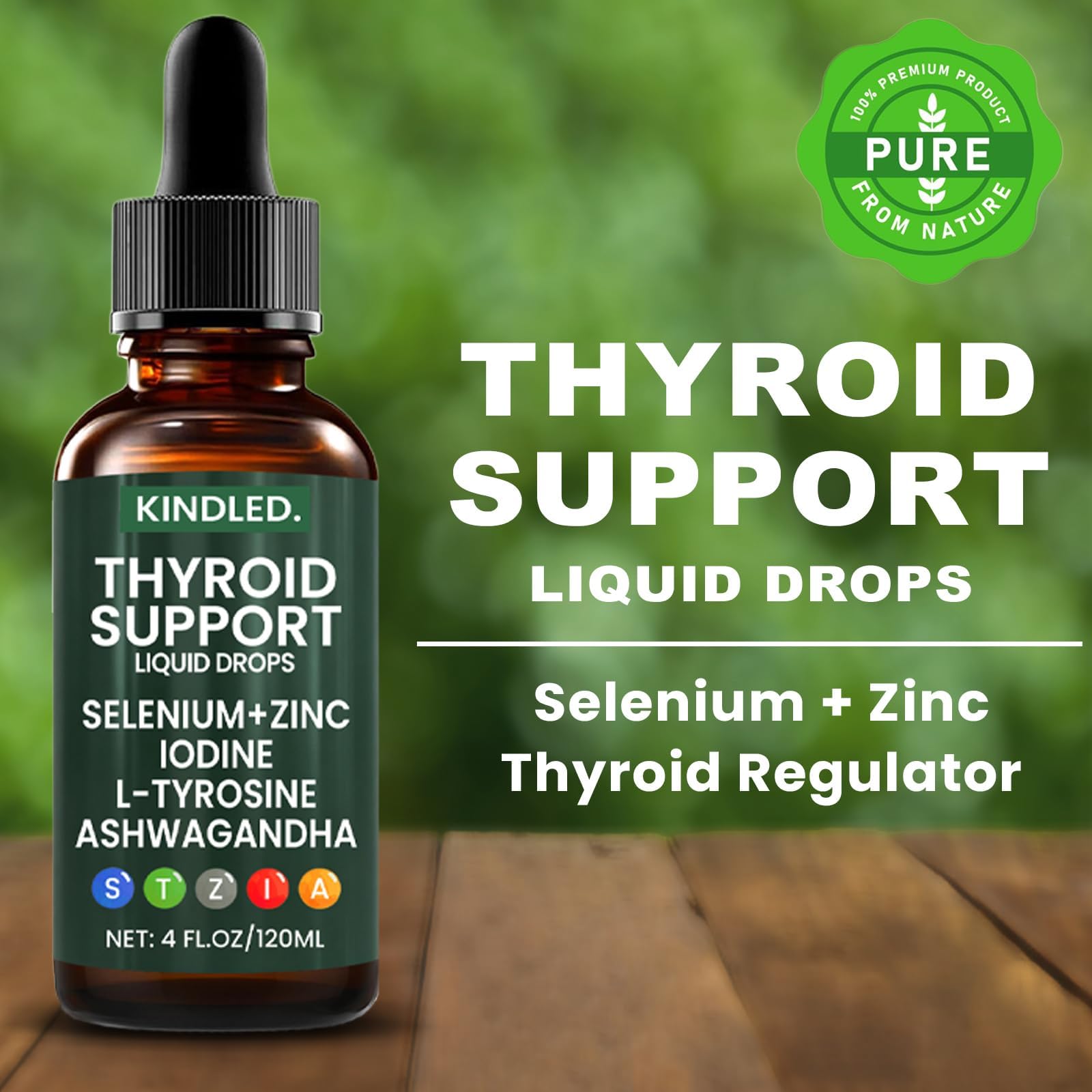 Kindled Thyroid Support supplement facts showing iodine selenium zinc and l-tyrosine