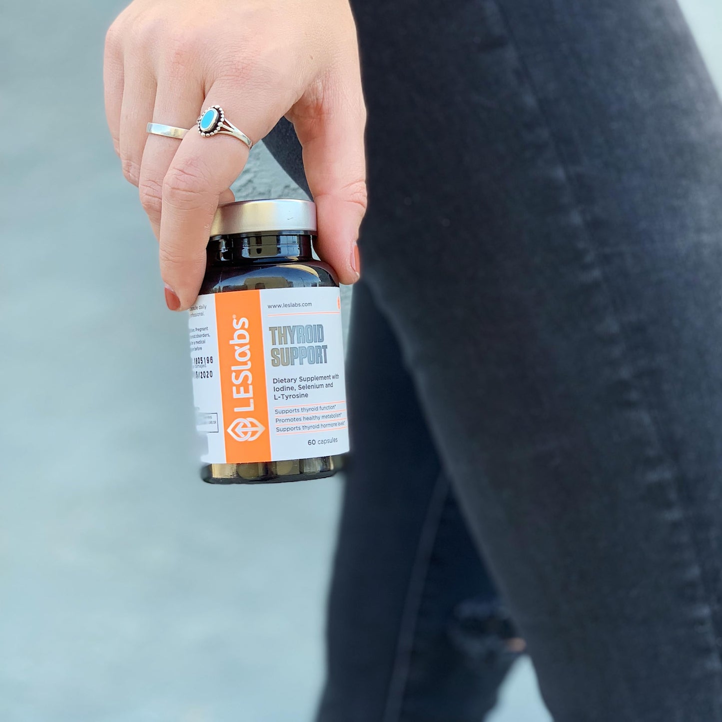 LES Labs Thyroid Support supplement back label directions for use and warnings.