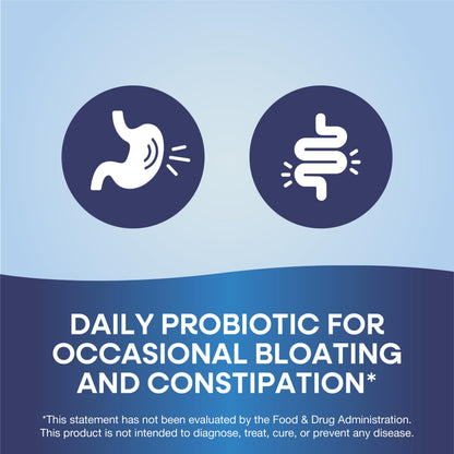 Back label of the daily probiotic supplement bottle showing the ingredient information and 1 Billion CFU active cultures.