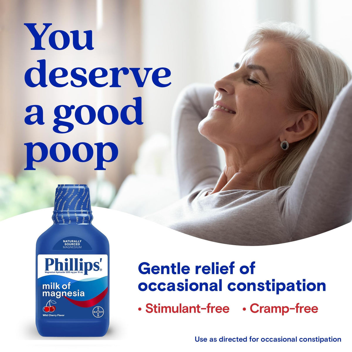 Phillips Milk of Magnesia 26 fluid ounce bottle product label