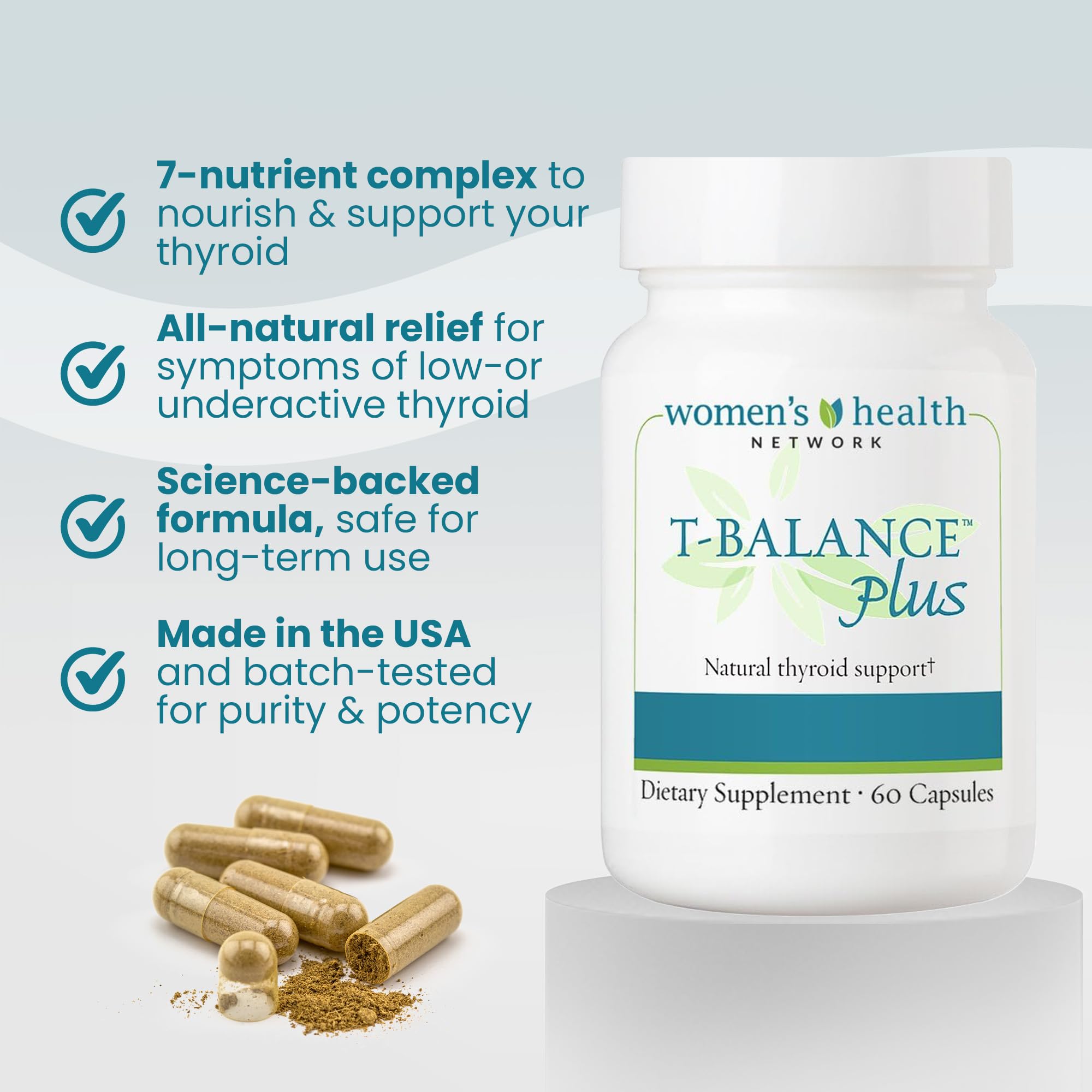 T-Balance Plus 60 capsules supplement facts panel showing iodine and selenium