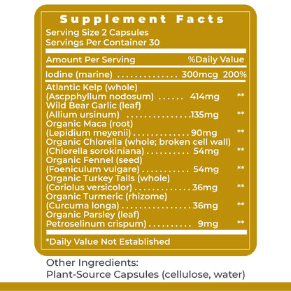 Authentic imported Premier Research Labs thyroid support supplement bottle with clear dosage and usage instructions.