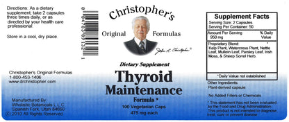 Christopher's Original Formulas Thyroid Maintenance herbal dietary supplement for metabolic support
