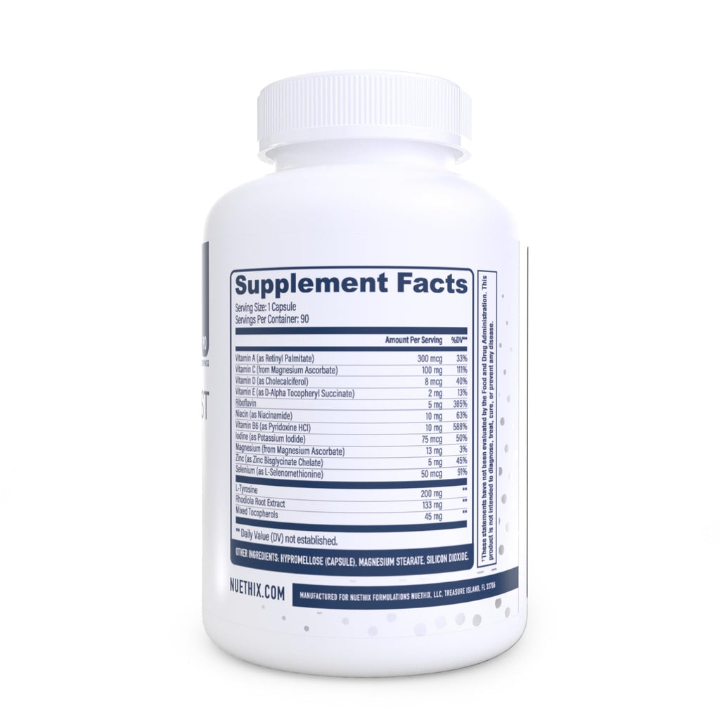 NuEthix non glandular thyroid support capsules container side profile