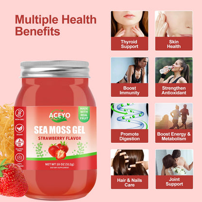Authentic USA imported strawberry sea moss gel for immune and thyroid support
