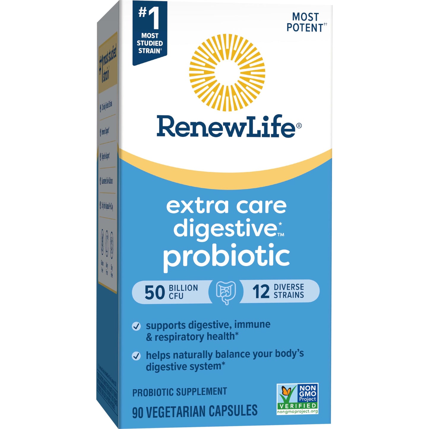 Authentic imported bottle of Renew Life Ultimate Flora showing original manufacturing batch details.