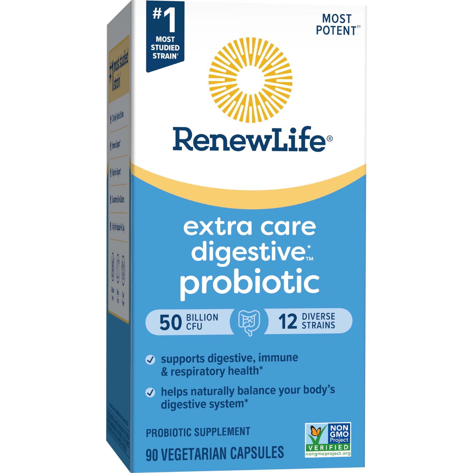 Authentic imported bottle of Renew Life Ultimate Flora showing original manufacturing batch details.