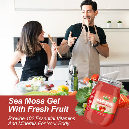 ACEYO wellness superfood gel jar highlighting one hundred and two vitamins and minerals