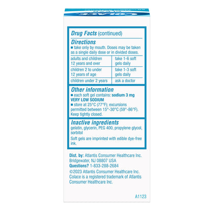 Colace Clear 50mg capsule packaging label details