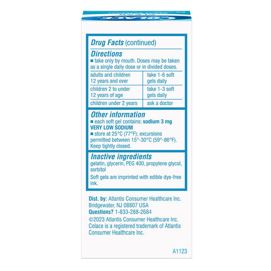 Colace Clear 50mg capsule packaging label details
