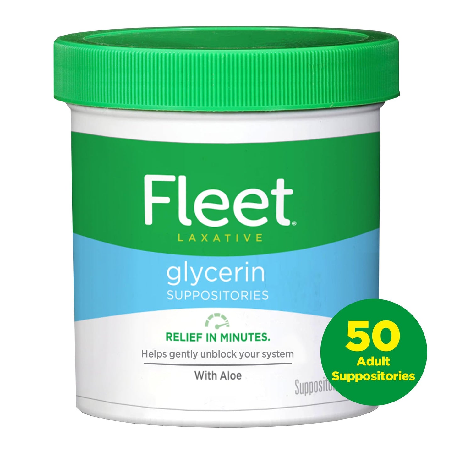 Detailed product label of Fleet 50 Count Glycerin Suppositories