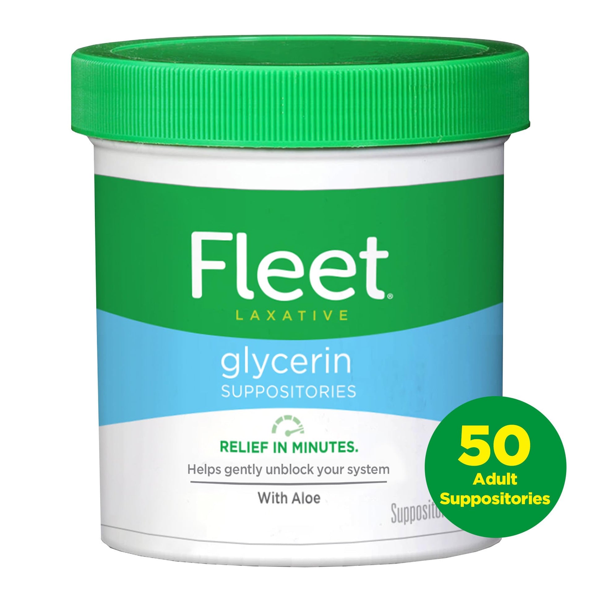Detailed product label of Fleet 50 Count Glycerin Suppositories